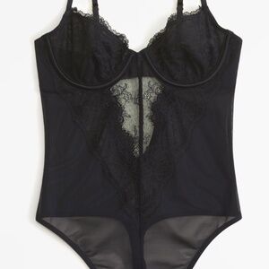 Abercrombie Lace and Satin Bodysuit in Black
